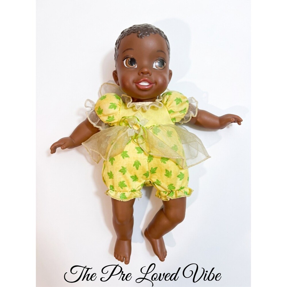 Disney Princess & Frog Black Baby Doll Soft Body Molded Hair Yellow Outfit